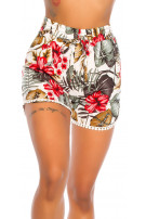Trendy zomer hoge taille-shorts met print wit